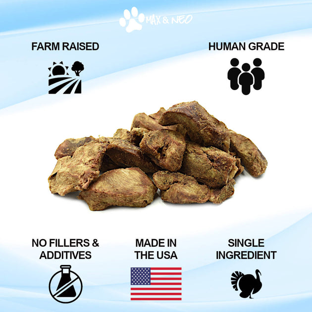Freeze Dried Turkey Heart Dog Treats Max and Neo