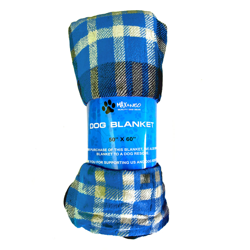 Max & Neo Blue & Black Flannel Throw Blanket, 50" x 60" (Case of 20)