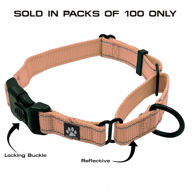 100 Pack - Mixed Color & Single Size NYLON Martingale Collars