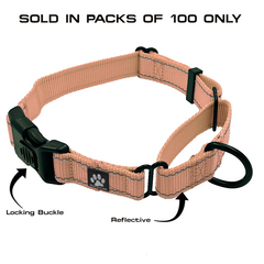 100 Pack - Mixed Color & Single Size NYLON Martingale Collars