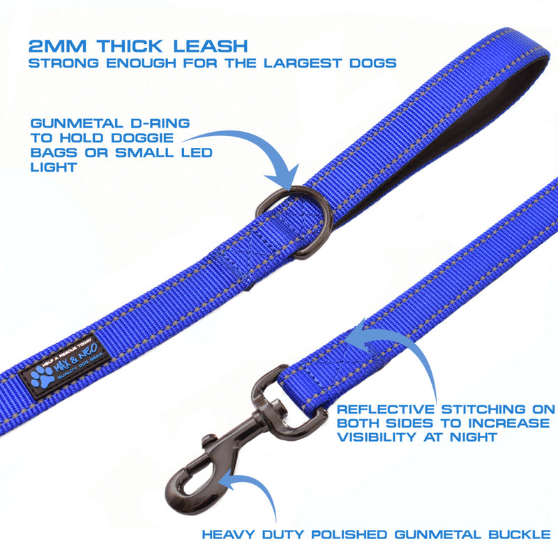 4 FT x 1" Wide Nylon Reflective Dog Leash