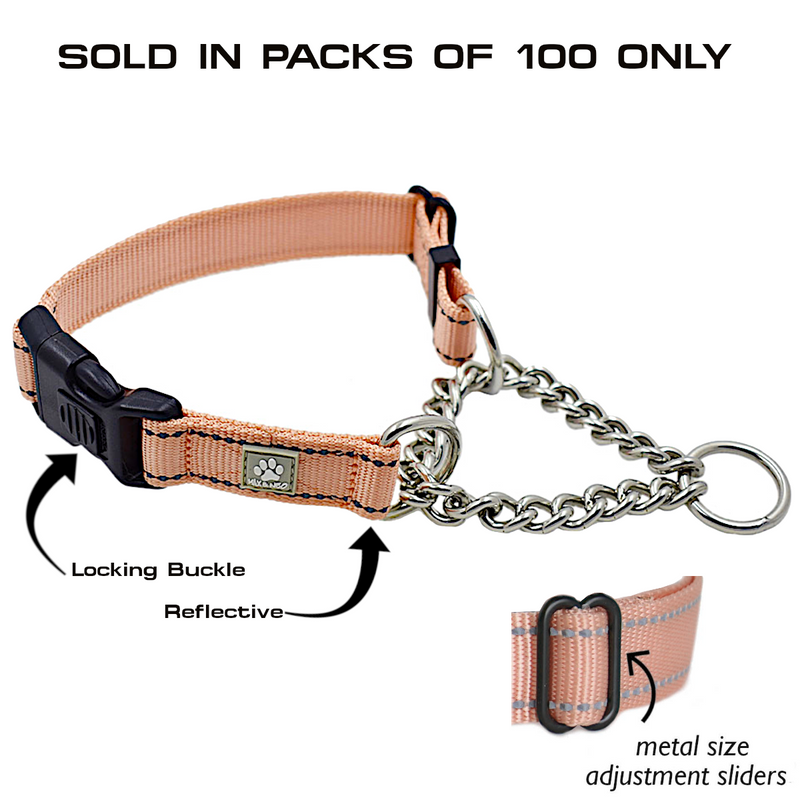 100 Pack - Mixed Color & Single Size CHAIN Martingale Collars