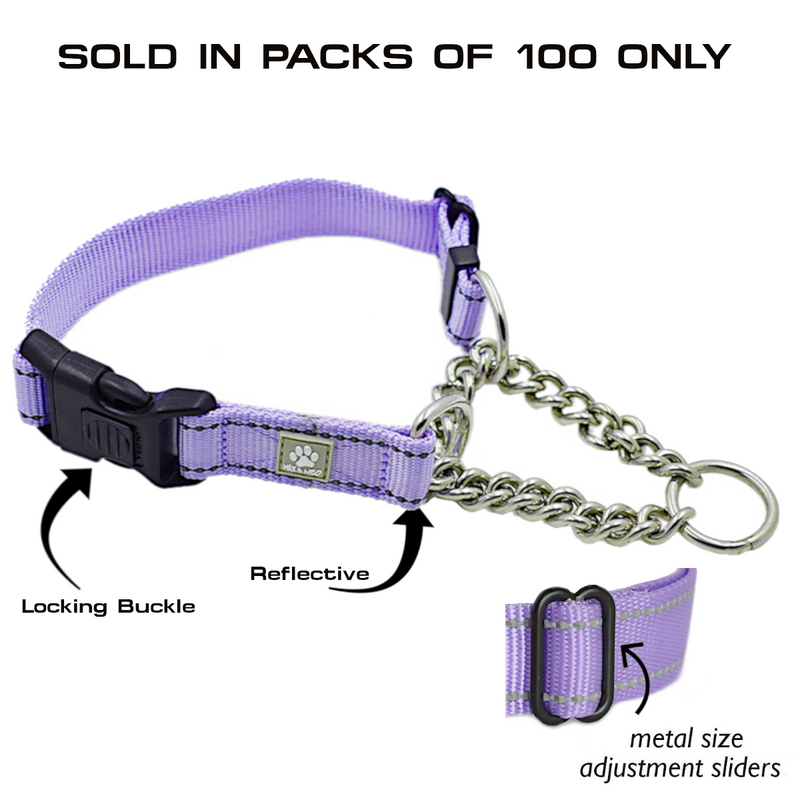 100 Pack - Mixed Color & Mixed Size CHAIN Martingale Collars