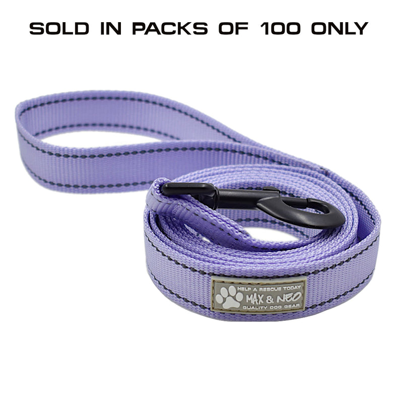 100 Pack - Mixed Color 6 FT x 1" Wide Nylon Reflective Dog Leash