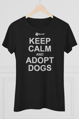Women's Fitted Keep Calm and Adopt Faded White Print Triblend T-Shirt