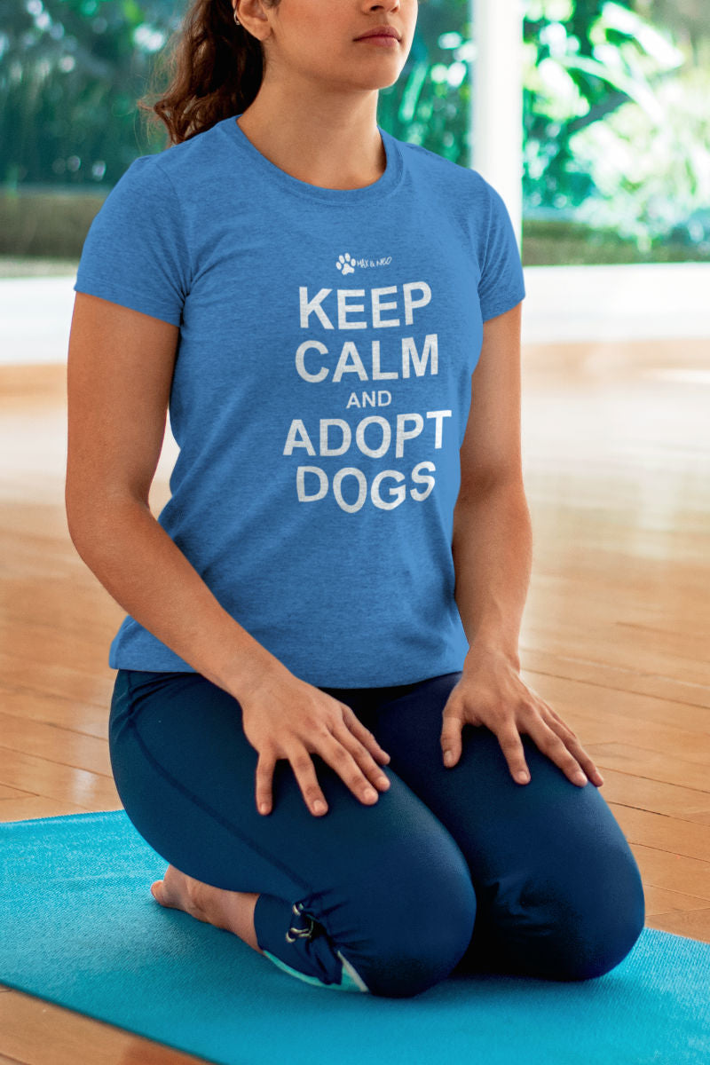 Women's Fitted Keep Calm and Adopt Faded White Print Triblend | Max Neo