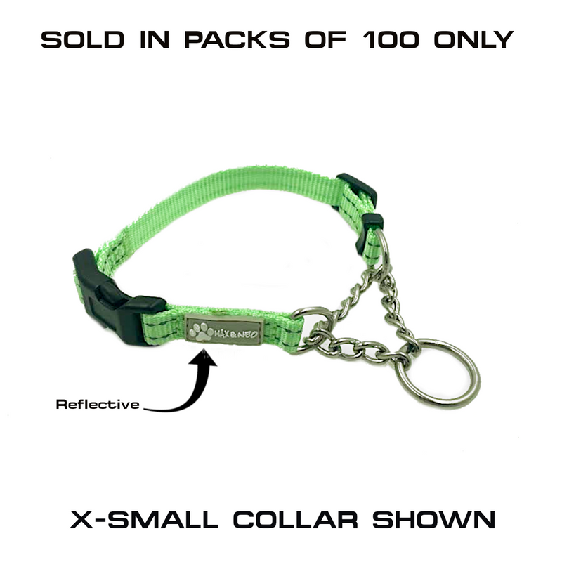 100 Pack - Mixed Color & Single Size CHAIN Martingale Collars