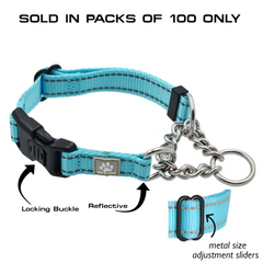 100 Pack - Mixed Color & Single Size CHAIN Martingale Collars