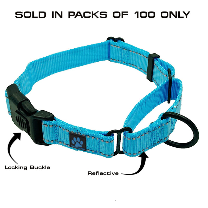 100 Pack - Mixed Color & Mixed Size NYLON Martingale Collars